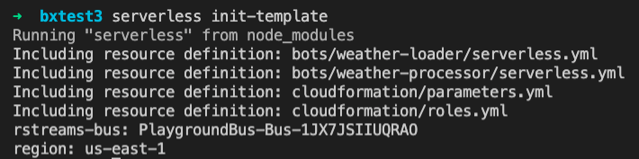 serverless init-template output